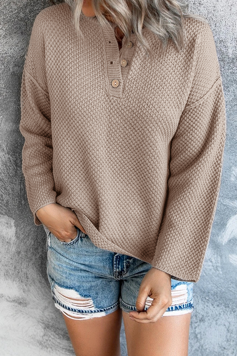 Buckle V Neck Tops Sweater