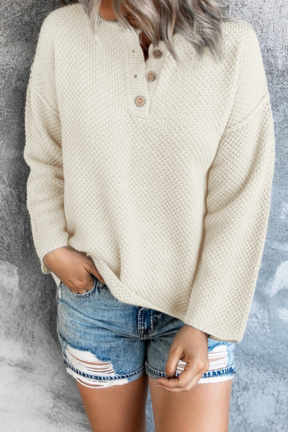 Buckle V Neck Tops Sweater