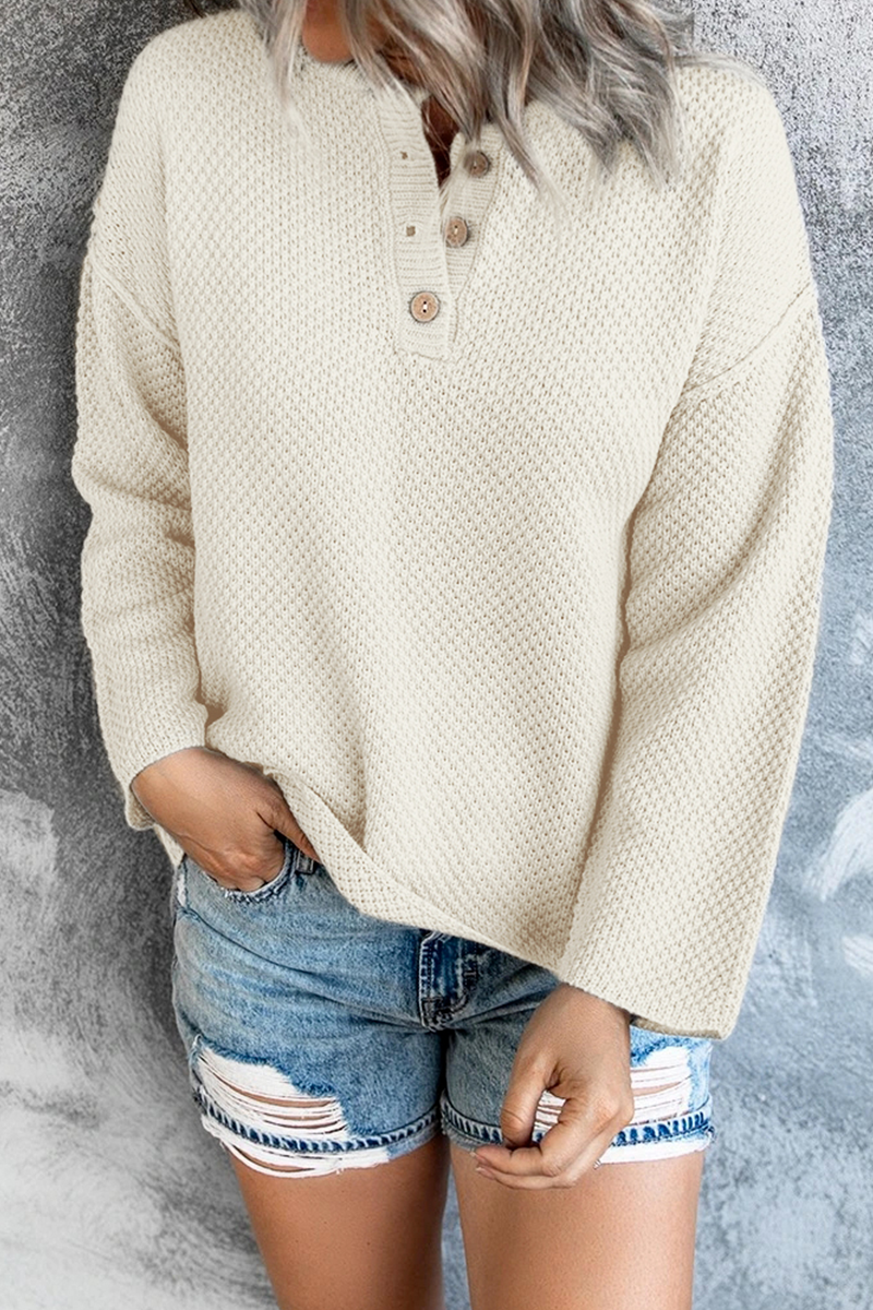 Buckle V Neck Tops Sweater