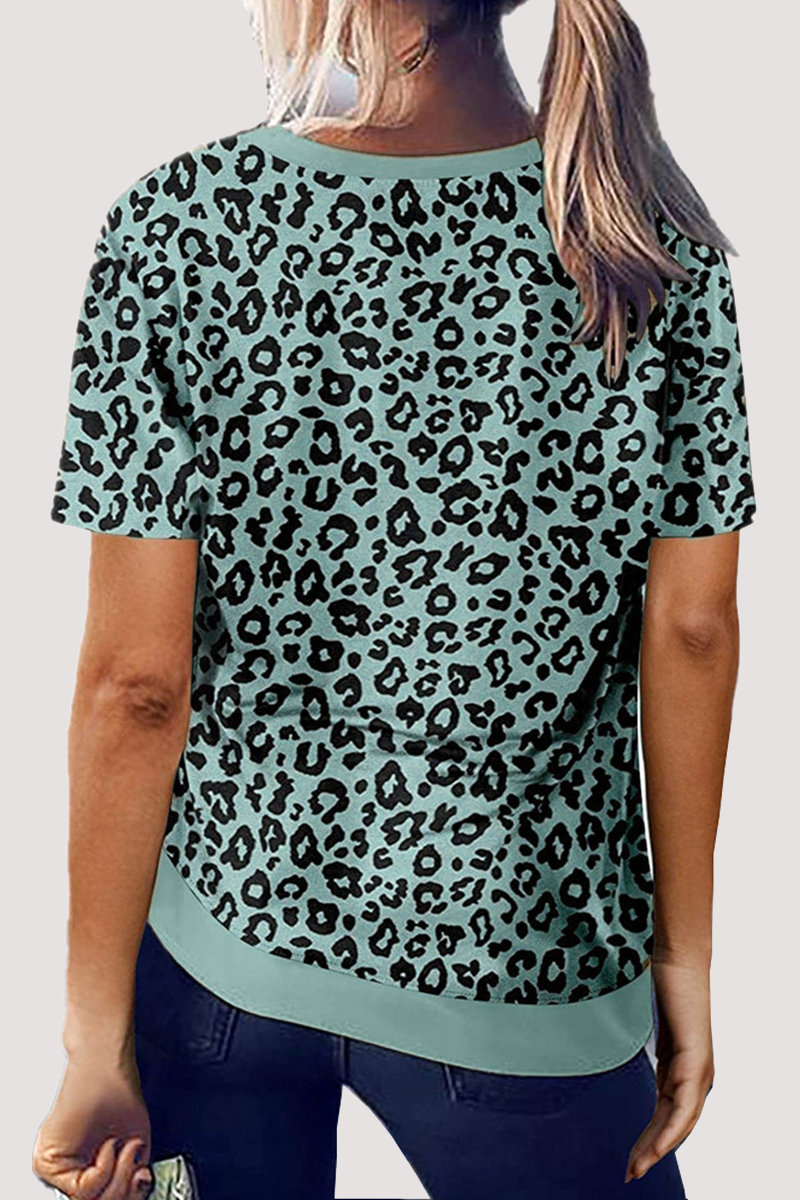 Leopard Basic O Neck T-shirts