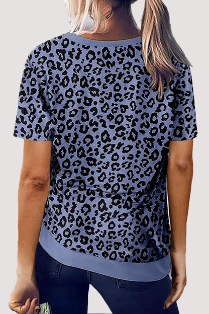 Leopard Basic O Neck T-shirts