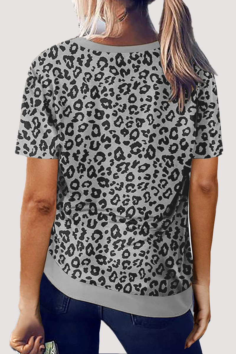 Leopard Basic O Neck T-shirts
