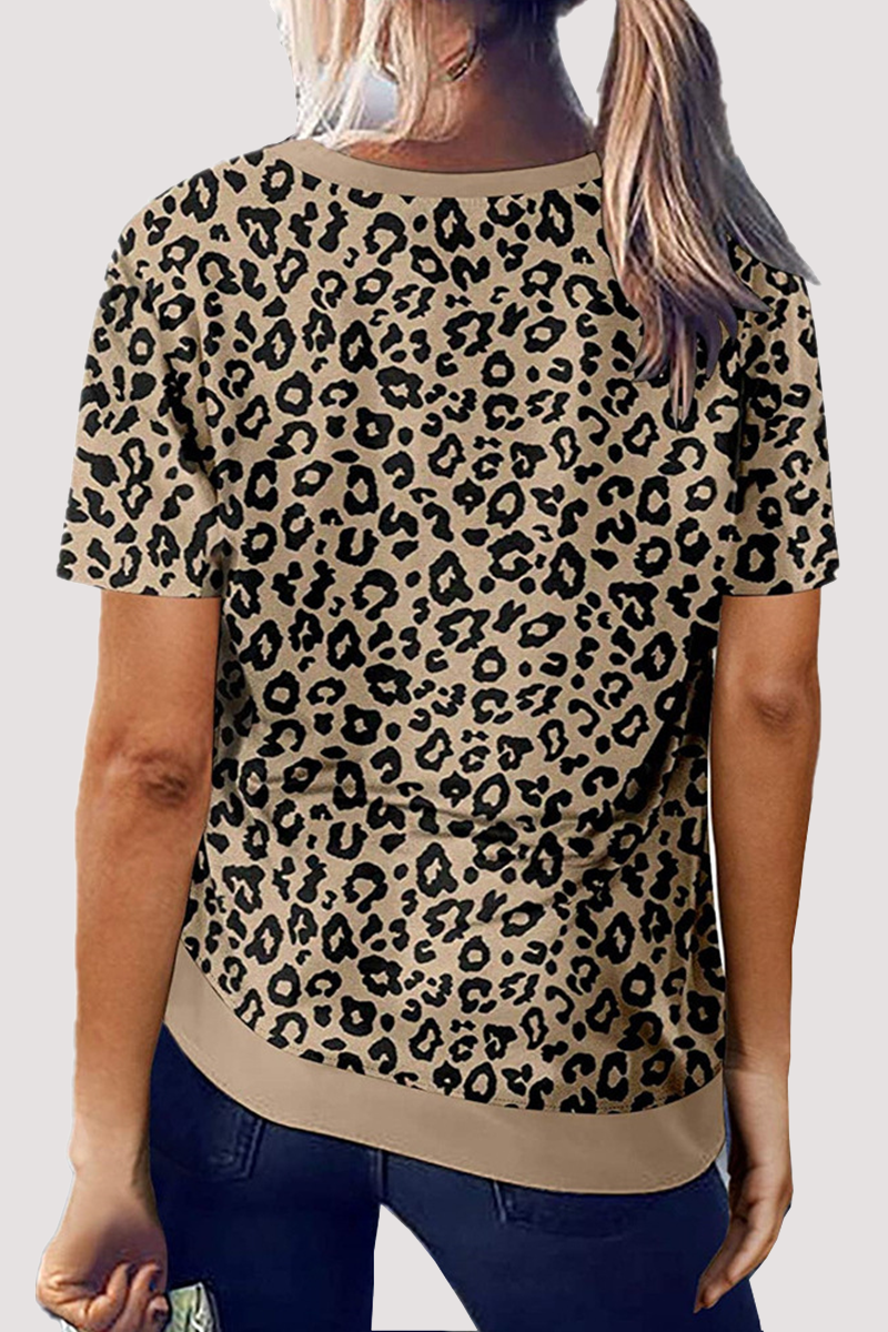 Leopard Basic O Neck T-shirts