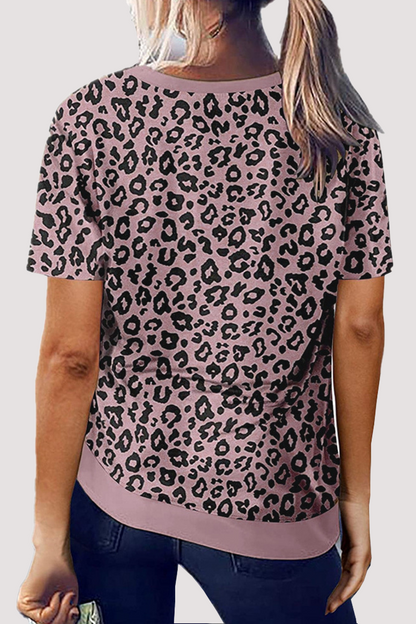 Leopard Basic O Neck T-shirts