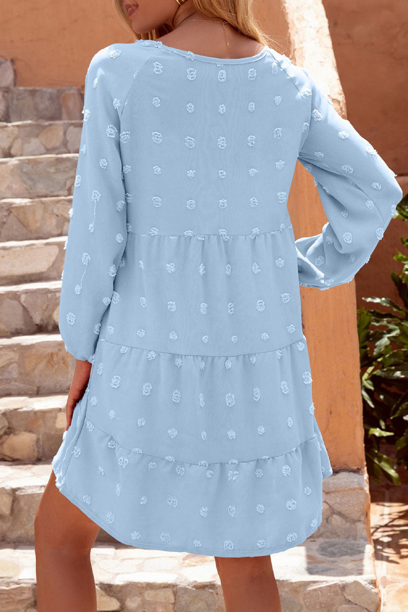 Street Patchwork V Neck Cake Skirt Dresses