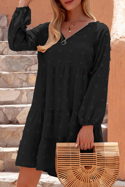 Street Patchwork V Neck Cake Skirt Dresses