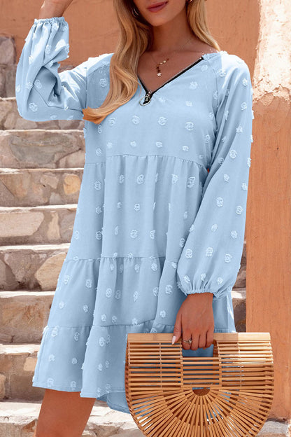 Street Patchwork V Neck Cake Skirt Dresses