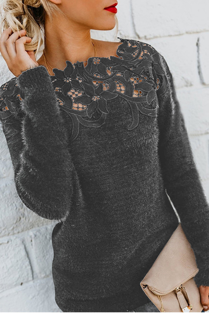 Lace Hollowed Out Off the Shoulder Tops Sweater(10 Colors)