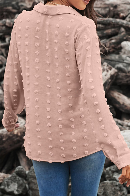 Patchwork Buckle Turndown Collar Blouses(6 Colors)
