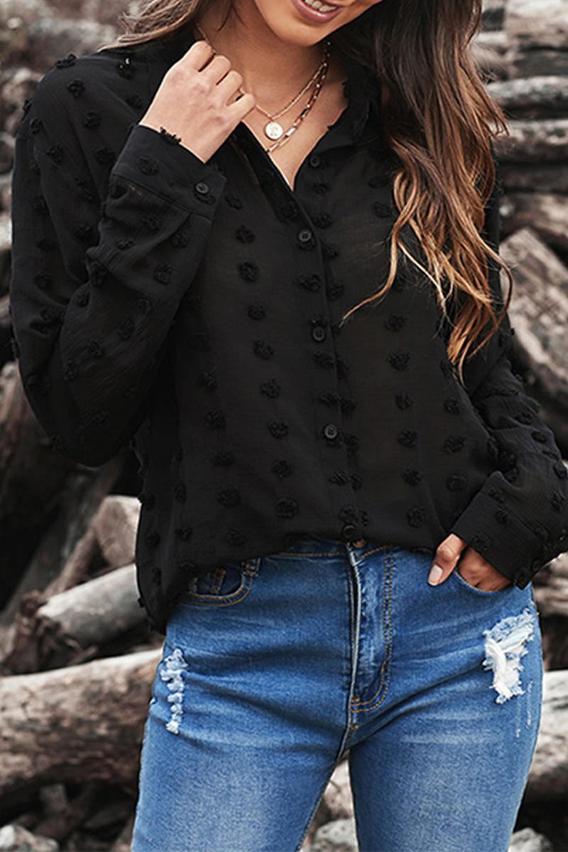 Patchwork Buckle Turndown Collar Blouses(6 Colors)
