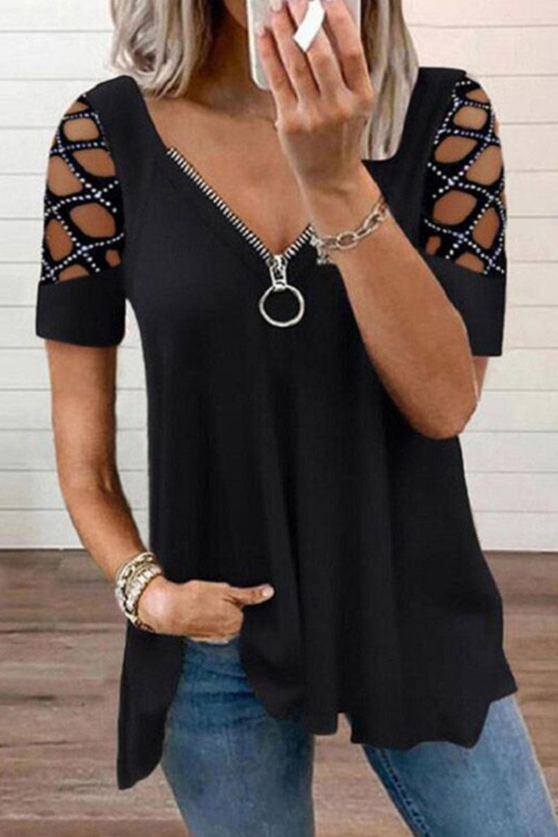 Split Joint V Neck T-shirts