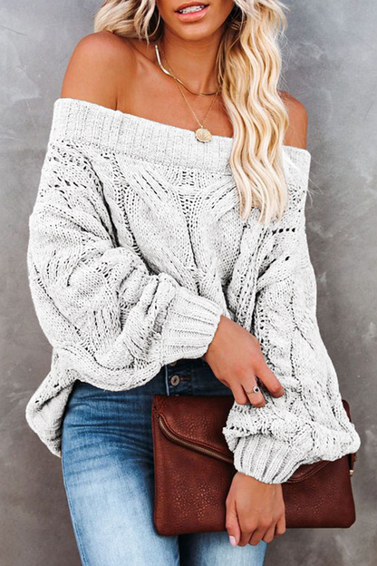 Street Patchwork Off the Shoulder Sweater(5 Colors)