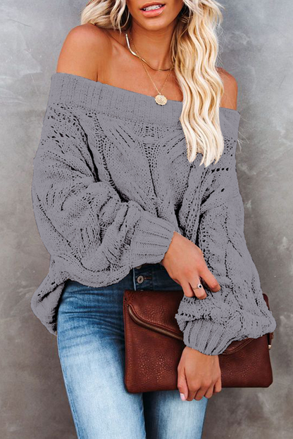 Street Patchwork Off the Shoulder Sweater(5 Colors)
