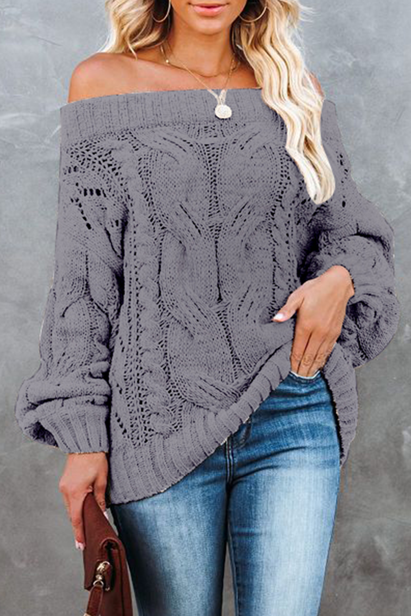 Street Patchwork Off the Shoulder Sweater(5 Colors)