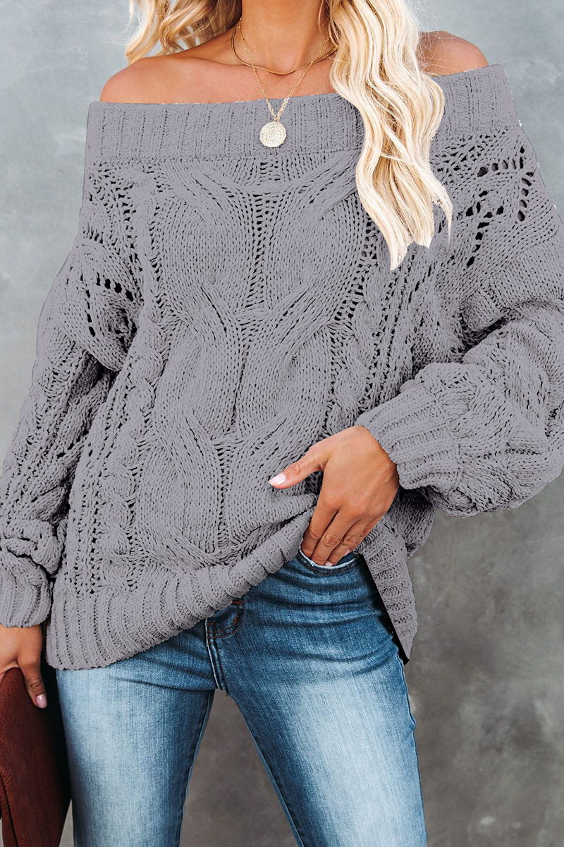 Street Patchwork Off the Shoulder Sweater(5 Colors)