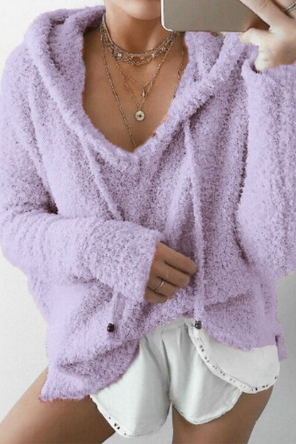 Patchwork Draw String Hooded Collar Hoodies(7 Colors)