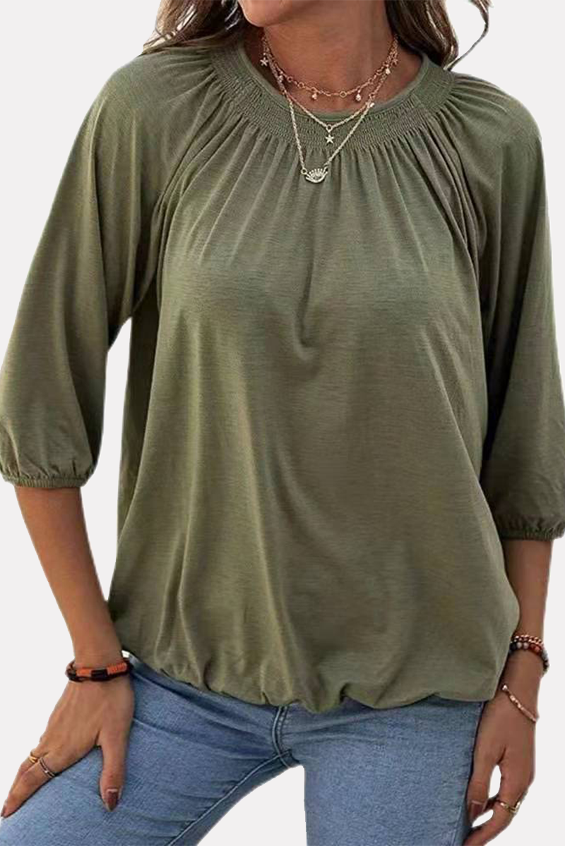 Split Joint Fold O Neck T-shirts