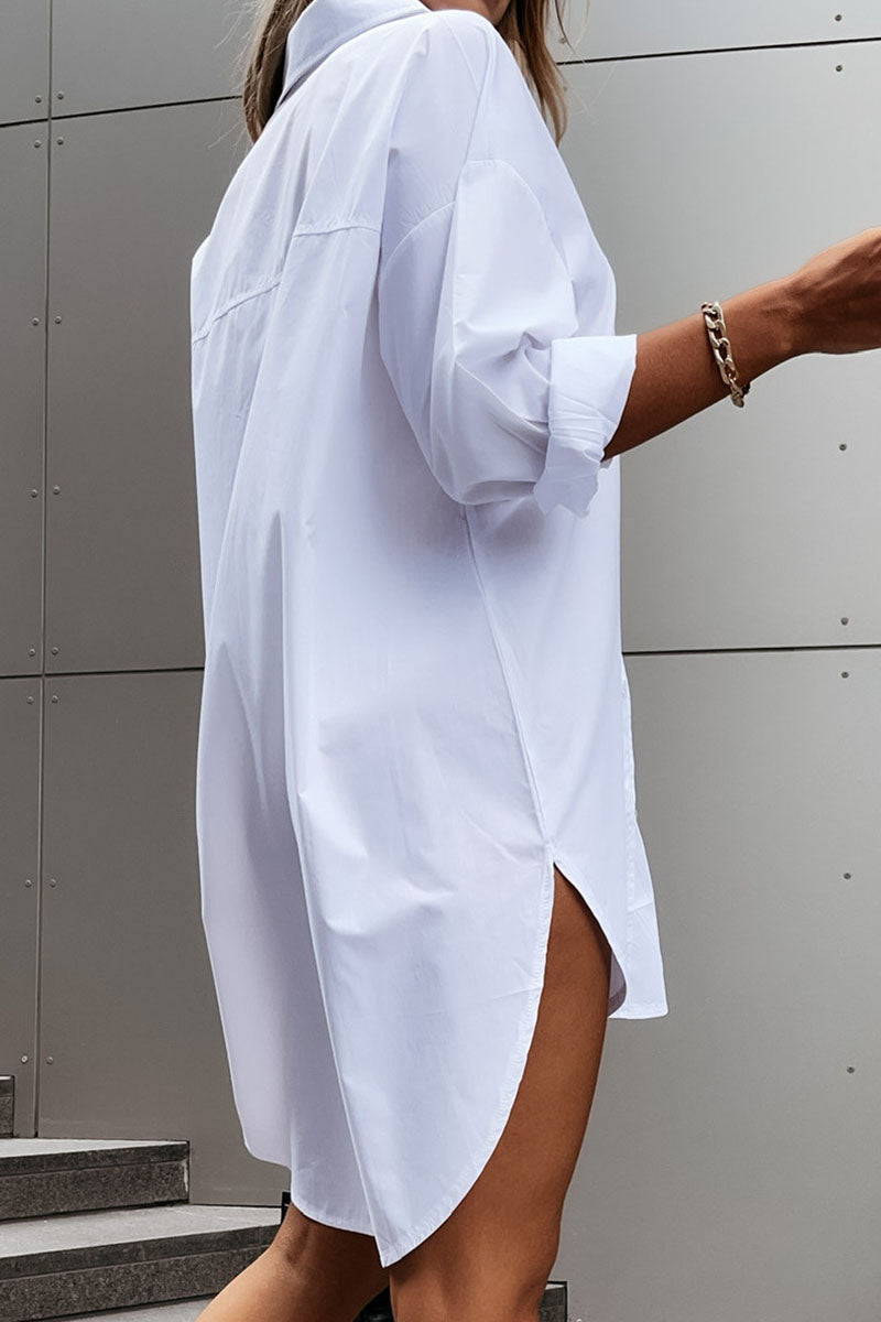 Street Patchwork Turndown Collar Blouses (3 Colors)