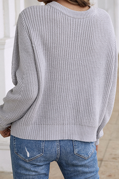 Buckle O Neck Tops Sweater(5 Colors)