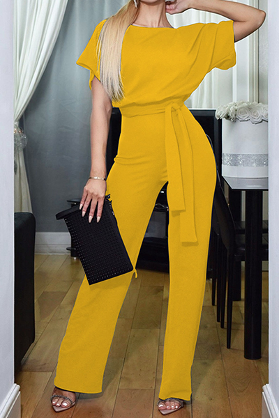 Patchwork Strap Design O Neck Straight Jumpsuits(7 Colors)
