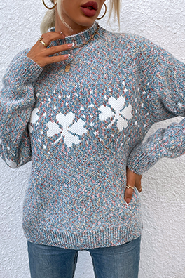 Snowflakes Basic Half a Turtleneck Sweaters(5 Colors)