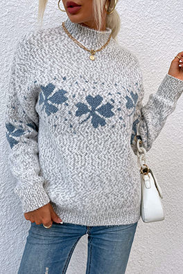 Snowflakes Basic Half a Turtleneck Sweaters(5 Colors)