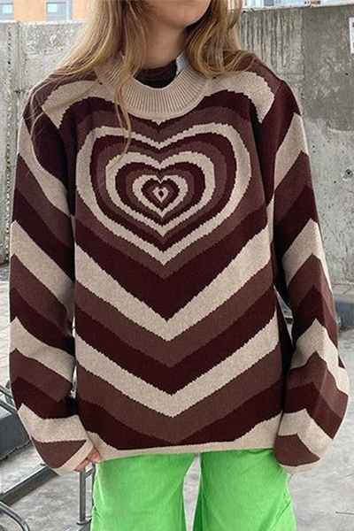 Street Print Patchwork Contrast Half a Turtleneck Tops Sweater(4 Colors)