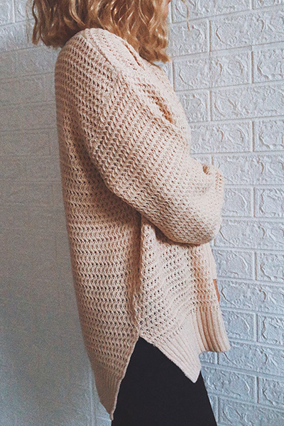 Slit Half a Turtleneck Tops Sweater