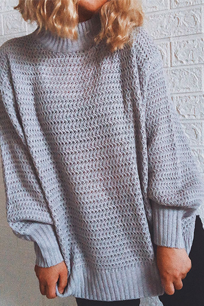 Slit Half a Turtleneck Tops Sweater