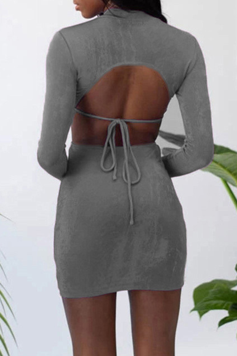 Hollowed Out Half a Turtleneck Pencil Skirt Dresses(8 Colors)