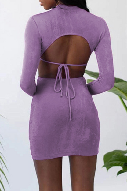 Hollowed Out Half a Turtleneck Pencil Skirt Dresses(8 Colors)