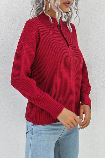 Split Joint Buckle Tops Sweater