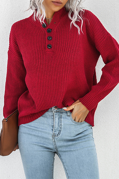 Split Joint Buckle Tops Sweater