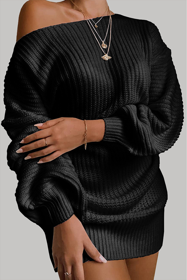 Patchwork Off the Shoulder Tops Sweater