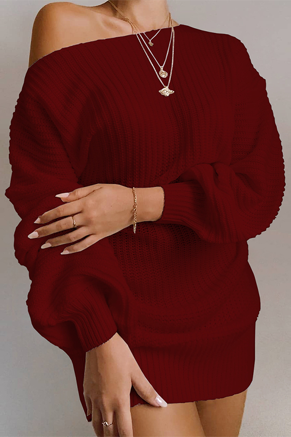 Patchwork Off the Shoulder Tops Sweater
