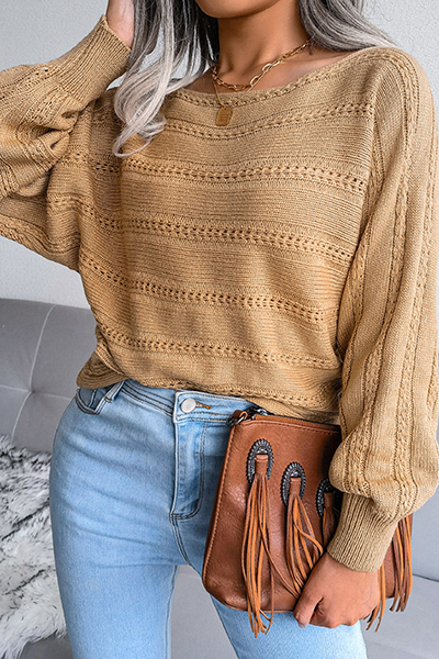 Pierced Split Joint Off the Shoulder Tops Sweater