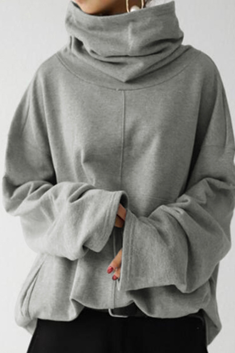 Patchwork Pocket Turtleneck Hoodies(5 Colors)