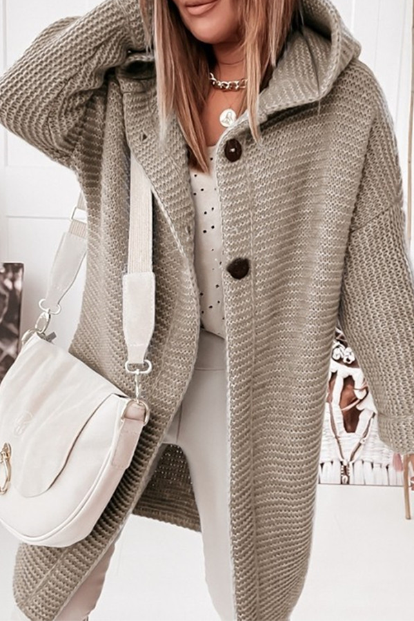 Buckle Hooded Collar Sweater Outerwear(8 Colors)