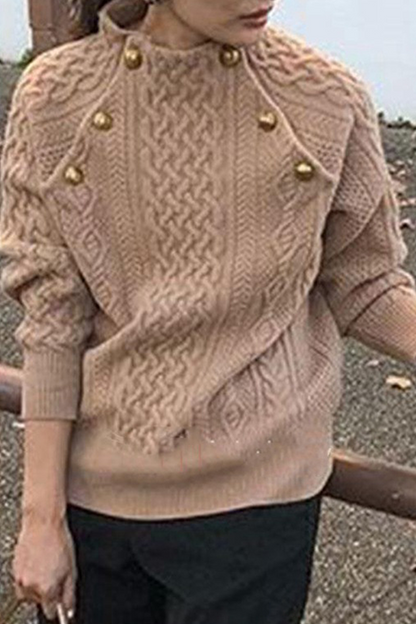 Patchwork Buckle Half a Turtleneck Sweaters