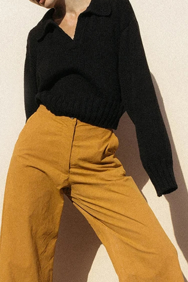 Patchwork Turndown Collar Sweaters(4 Colors)