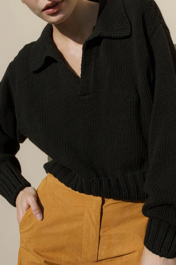 Patchwork Turndown Collar Sweaters(4 Colors)