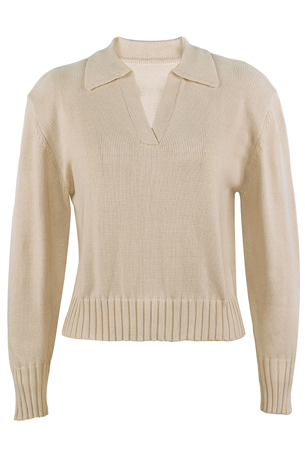 Patchwork Turndown Collar Sweaters(4 Colors)