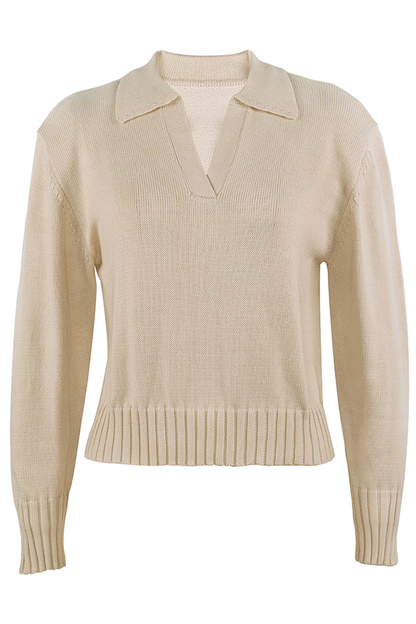 Patchwork Turndown Collar Sweaters(4 Colors)