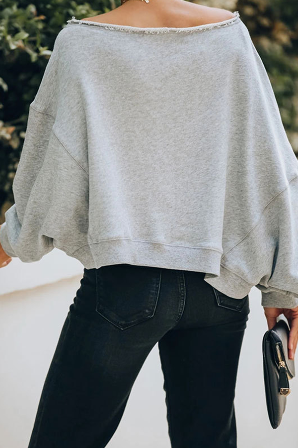 Patchwork Fold Off the Shoulder Hoodies