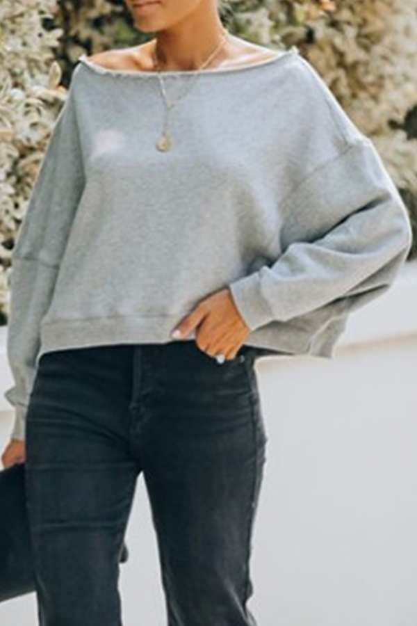 Patchwork Fold Off the Shoulder Hoodies