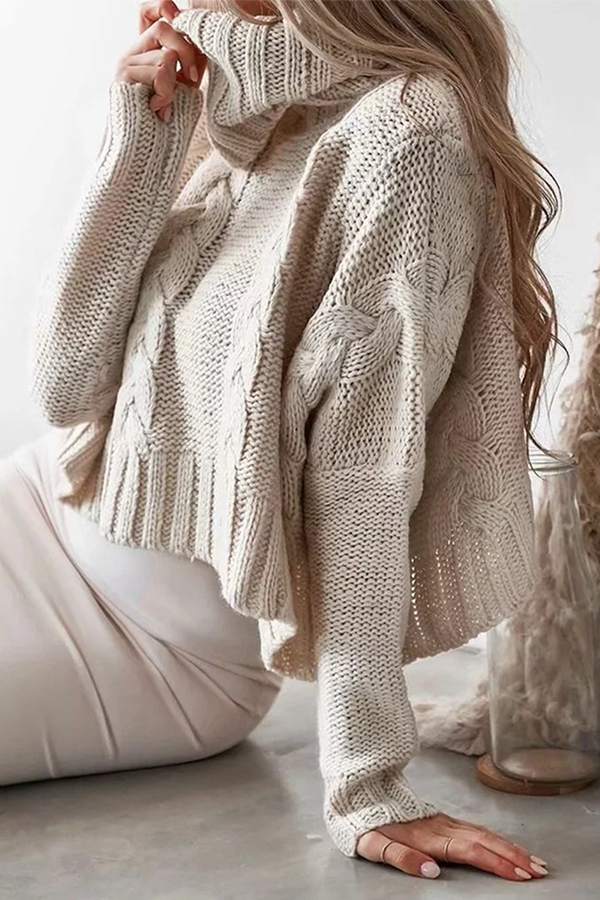 Split Joint Turtleneck Tops Sweater