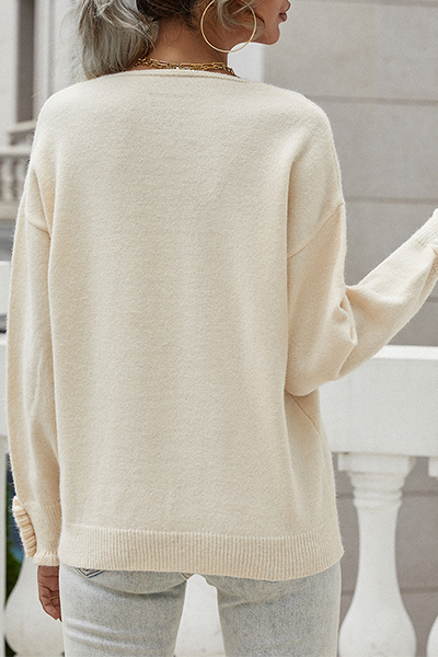 Buttons Stringy Selvedge V Neck Tops Sweater