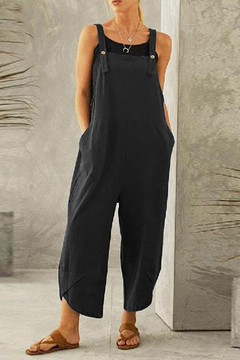 Buttons Capris Loose Jumpsuits(8 Colors)