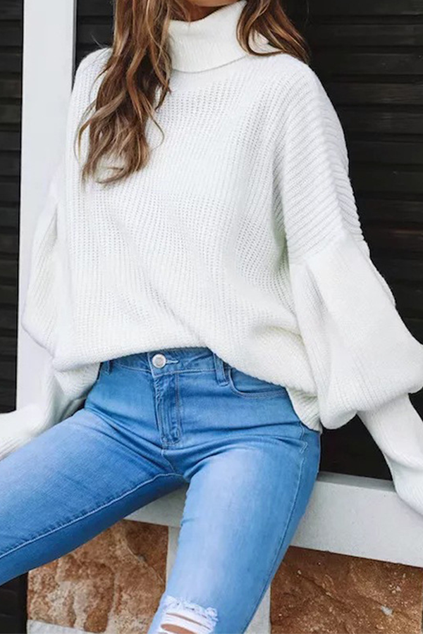 Patchwork Turtleneck Tops Sweater(3 Colors)
