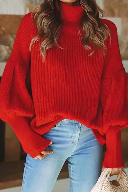 Patchwork Turtleneck Tops Sweater
